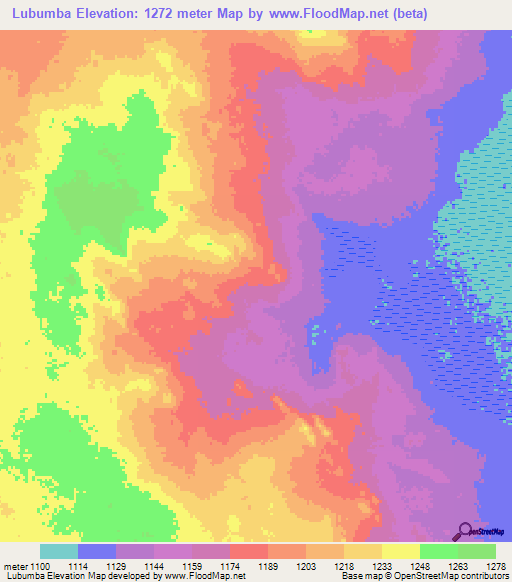 Lubumba,Tanzania Elevation Map