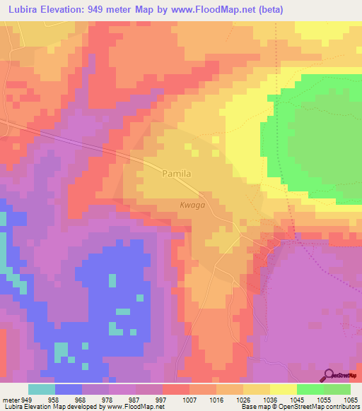 Lubira,Tanzania Elevation Map