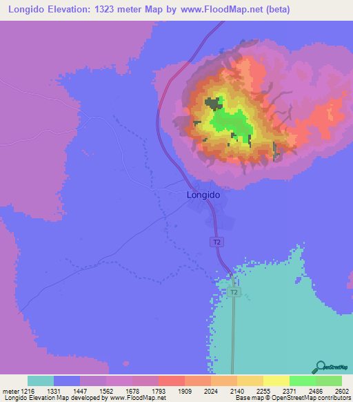 Longido,Tanzania Elevation Map