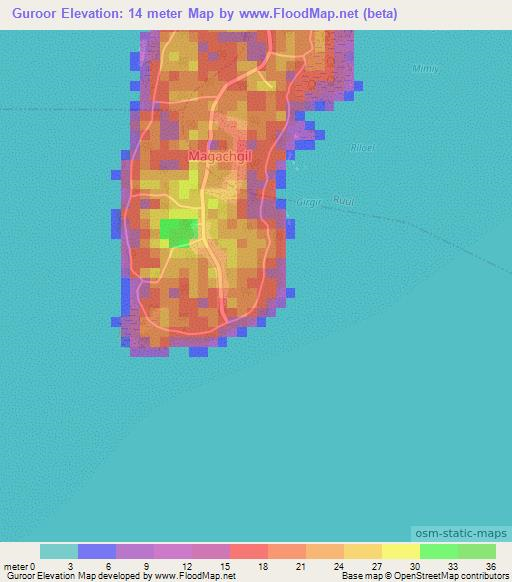 Guroor,Micronesia Elevation Map