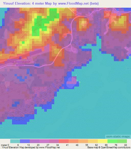 Yinuuf,Micronesia Elevation Map