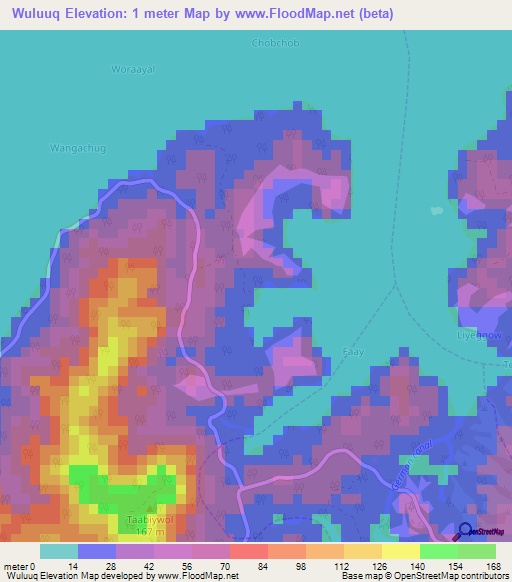 Wuluuq,Micronesia Elevation Map