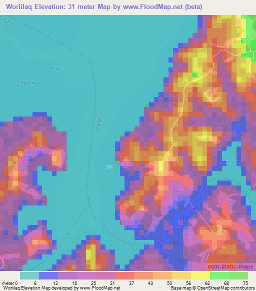 Woriilaq,Micronesia Elevation Map