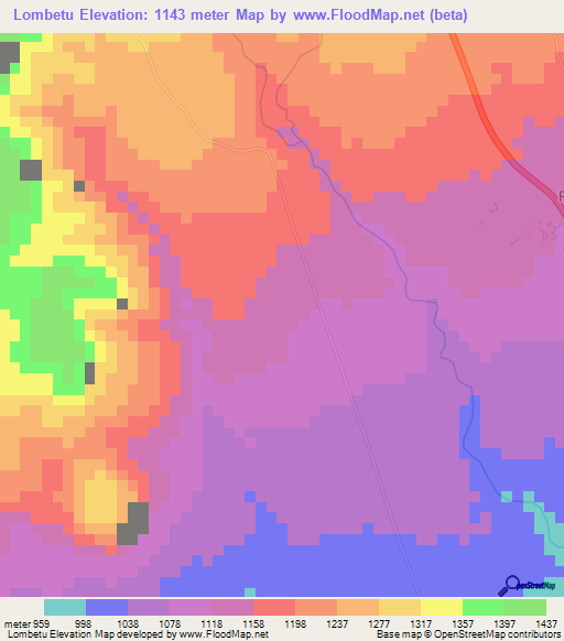 Lombetu,Tanzania Elevation Map