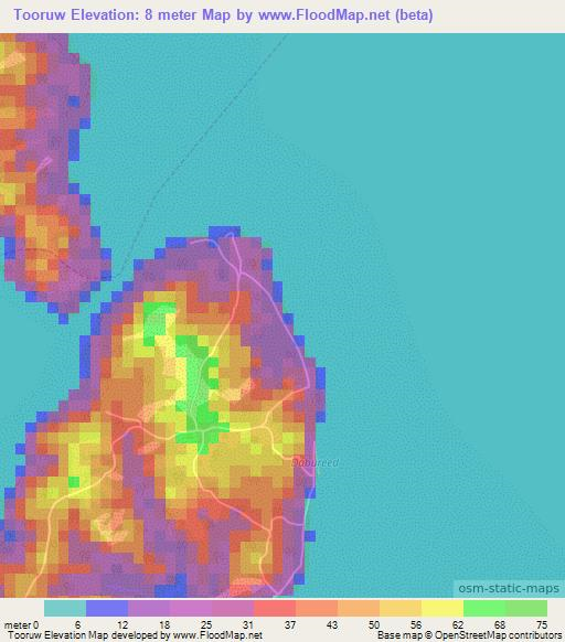 Tooruw,Micronesia Elevation Map