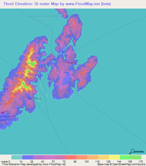 Thool,Micronesia Elevation Map