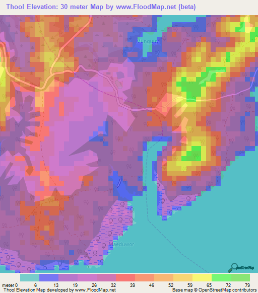 Thool,Micronesia Elevation Map