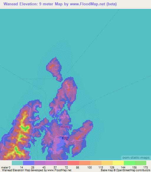 Wanead,Micronesia Elevation Map