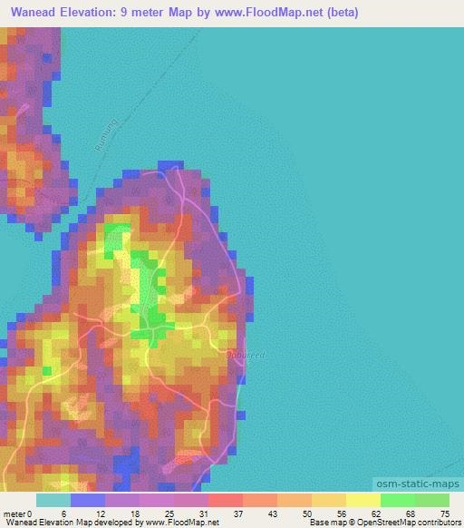 Wanead,Micronesia Elevation Map