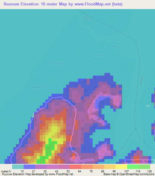 Ruunuw,Micronesia Elevation Map