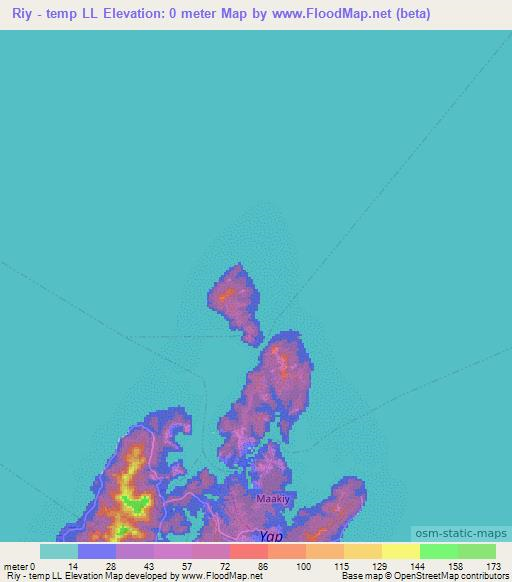 Riy - temp LL,Micronesia Elevation Map