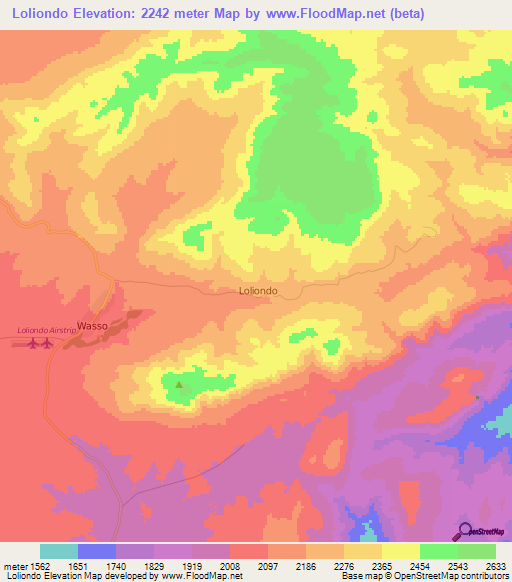 Loliondo,Tanzania Elevation Map