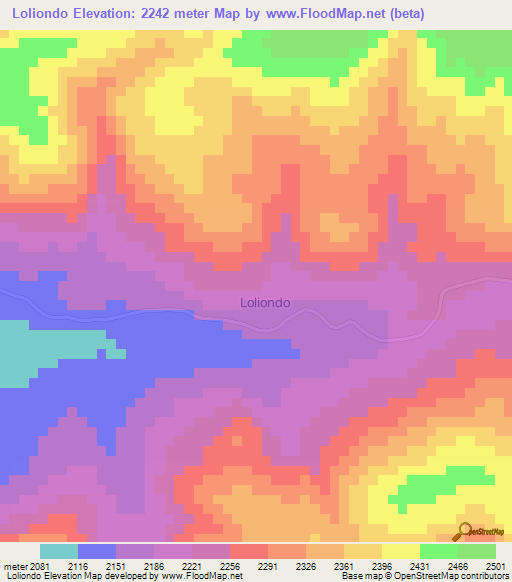 Loliondo,Tanzania Elevation Map