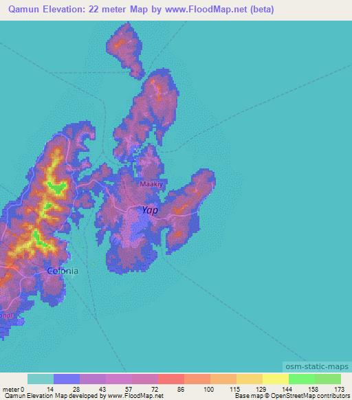 Qamun,Micronesia Elevation Map