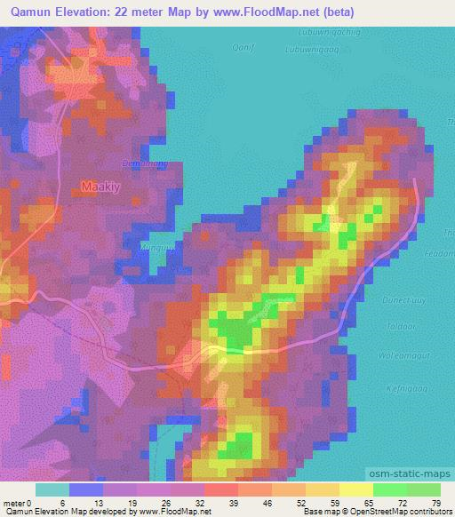 Qamun,Micronesia Elevation Map