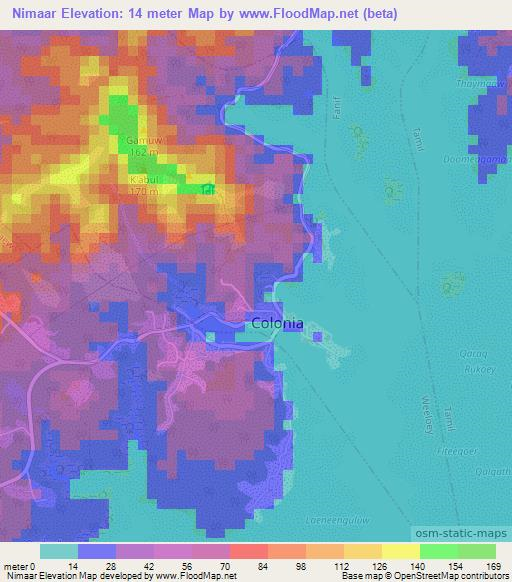 Nimaar,Micronesia Elevation Map