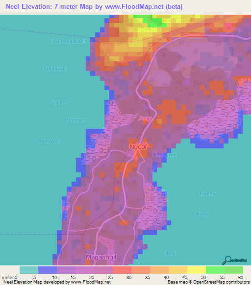 Neel,Micronesia Elevation Map