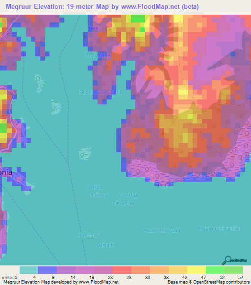 Meqruur,Micronesia Elevation Map