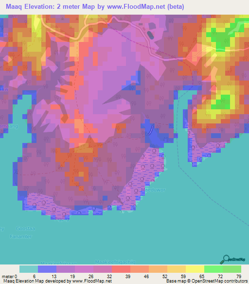 Maaq,Micronesia Elevation Map