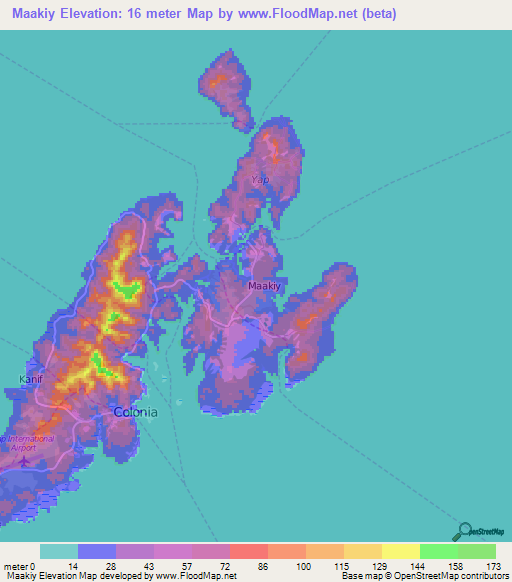 Maakiy,Micronesia Elevation Map