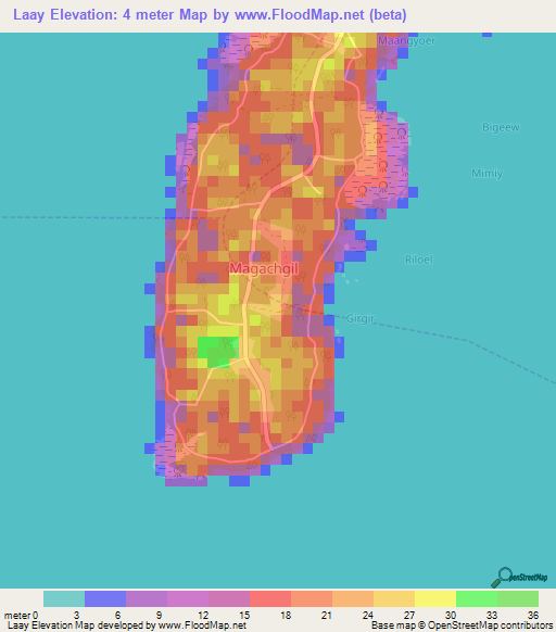 Laay,Micronesia Elevation Map