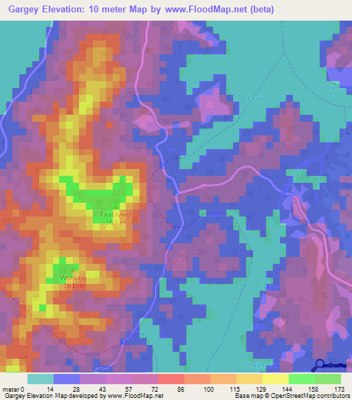 Gargey,Micronesia Elevation Map