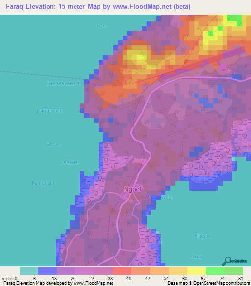 Faraq,Micronesia Elevation Map