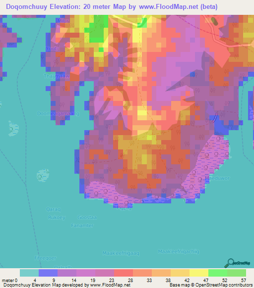 Doqomchuuy,Micronesia Elevation Map