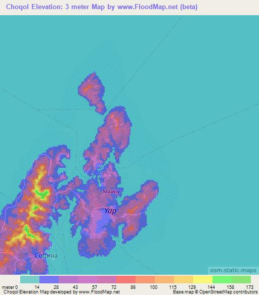 Choqol,Micronesia Elevation Map