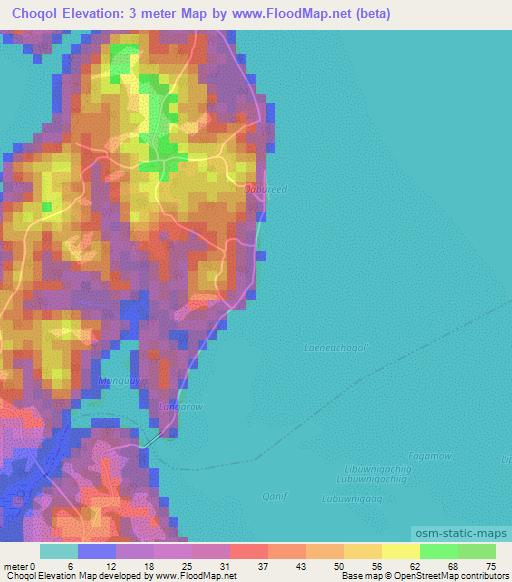 Choqol,Micronesia Elevation Map