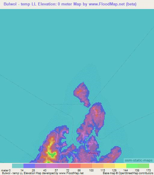 Bulwol - temp LL,Micronesia Elevation Map