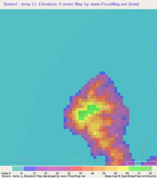 Bulwol - temp LL,Micronesia Elevation Map