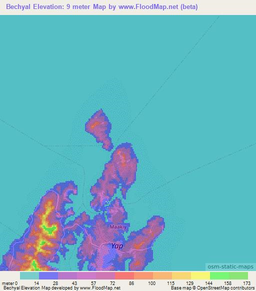 Bechyal,Micronesia Elevation Map