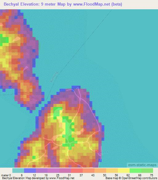 Bechyal,Micronesia Elevation Map