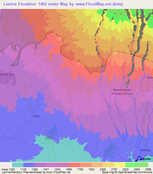 Lemira,Tanzania Elevation Map