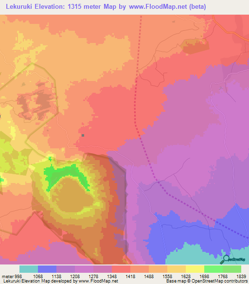 Lekuruki,Tanzania Elevation Map