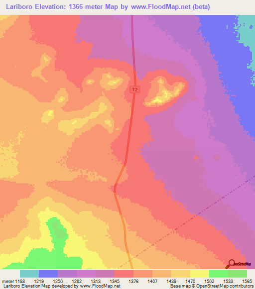 Lariboro,Tanzania Elevation Map