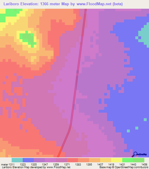 Lariboro,Tanzania Elevation Map