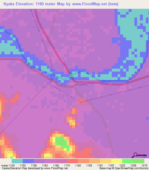 Kyaka,Tanzania Elevation Map