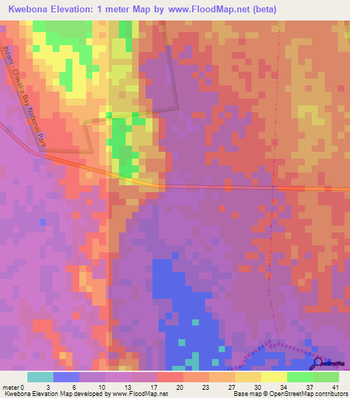 Kwebona,Tanzania Elevation Map