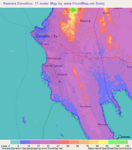 Kwarara,Tanzania Elevation Map