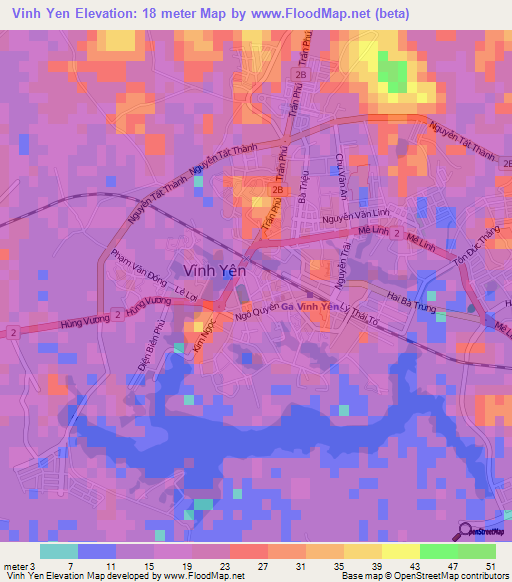 Vinh Yen,Vietnam Elevation Map