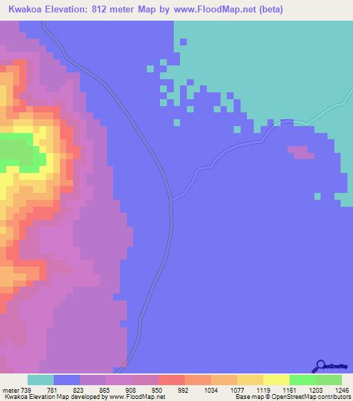 Kwakoa,Tanzania Elevation Map