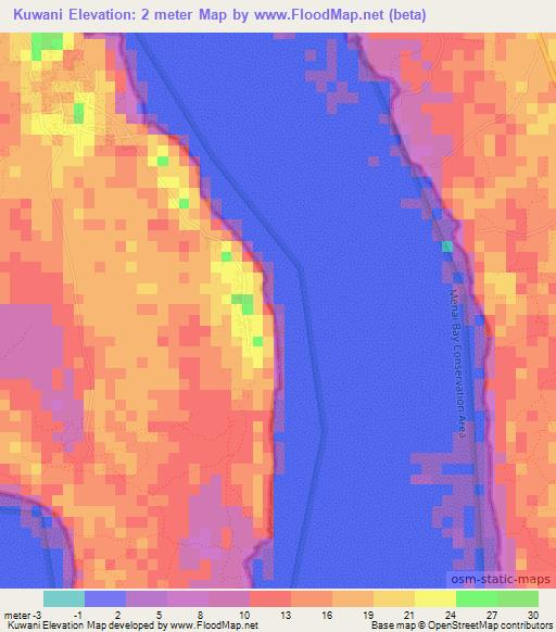 Kuwani,Tanzania Elevation Map