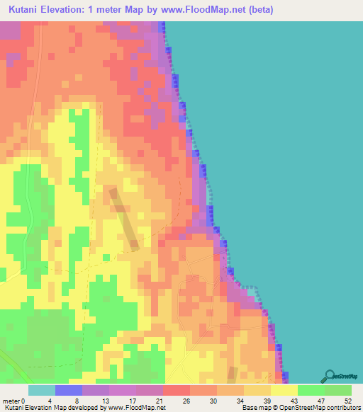 Kutani,Tanzania Elevation Map