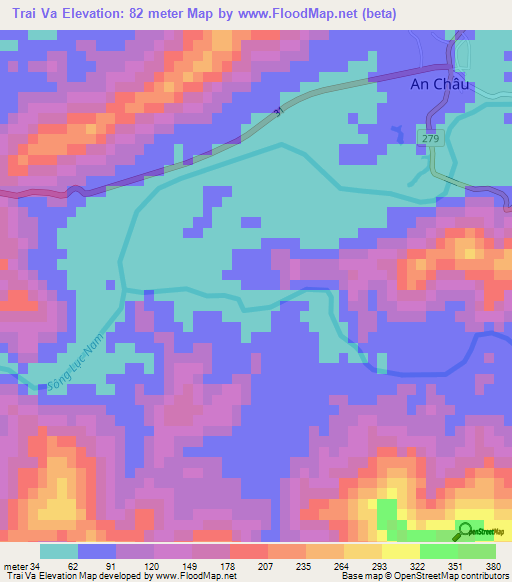 Trai Va,Vietnam Elevation Map