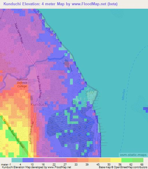 Kunduchi,Tanzania Elevation Map