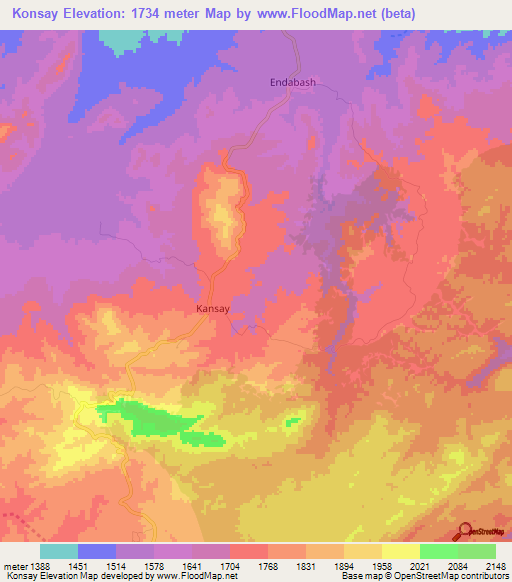 Konsay,Tanzania Elevation Map