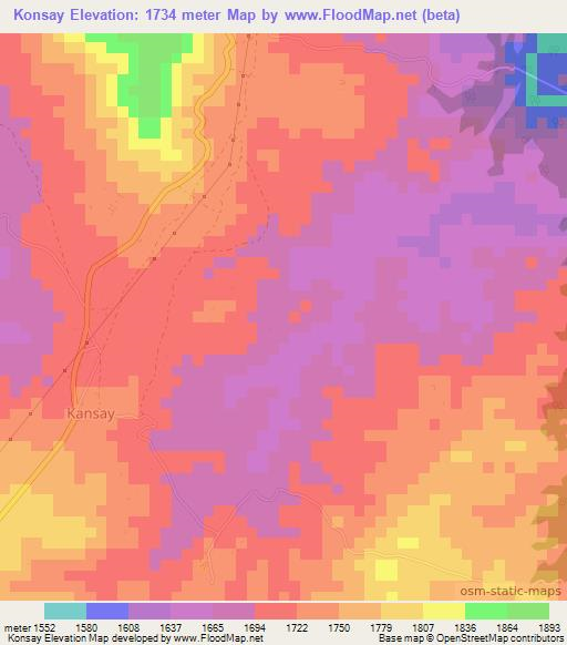 Konsay,Tanzania Elevation Map