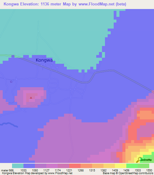 Kongwa,Tanzania Elevation Map